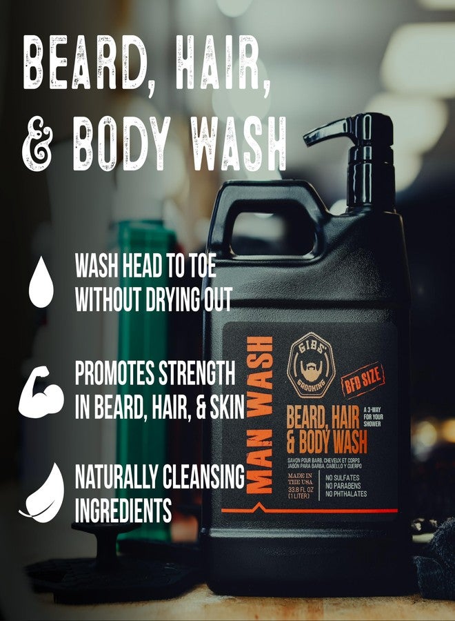 جيبس غسول الجسم GIBS Grooming Amber 3 في 1 للرجال، سائل مرطب ومنظف للحية والشعر - لتر واحد - خالٍ من الكبريتات والبارابين - Image 2